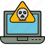laptop, crime, cyber, hack, malware, virus, icon 