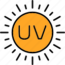 ultravoilet, light, radiation, rays, sun, ultraviolet, uv, weather, icon