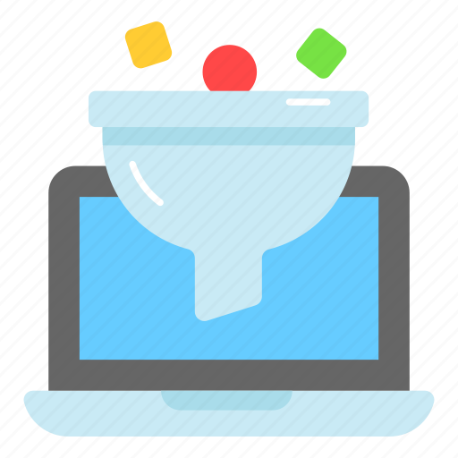 Data, filtration, conversion, filtering, funnel, laptop, screening icon - Download on Iconfinder