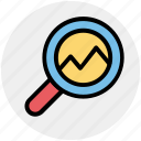 analysis, bar chart search, magnifying, search analytics