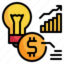 bulb, idea, money, data, analytics, graph, statistics icon