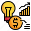 bulb, idea, money, data, analytics, graph, statistics icon 