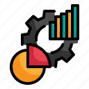 gear, setting, data, analytics, report, graph, statistics icon