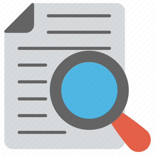 File and magnifying glass, file search, search page, search record, searching file icon - Download on Iconfinder