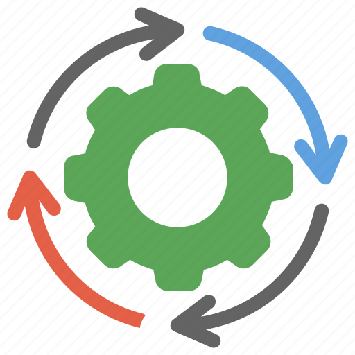 Development, marketing gears process, planning process, rotating arrows with gear, technology icon - Download on Iconfinder
