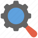 gear magnifier, research symbol, search engine optimization, seo, seo analysis