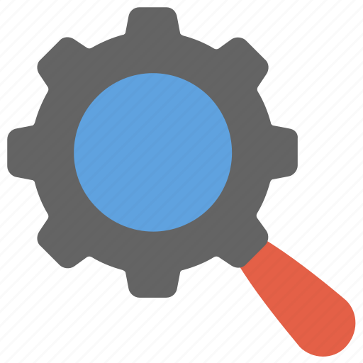 Gear magnifier, research symbol, search engine optimization, seo, seo analysis icon - Download on Iconfinder
