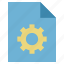 document cog, file cog, file optimized, file with gear, optimize, optimized, page cog 