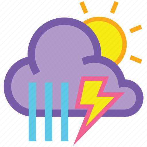 Day, showers, storm, forecast, lightning, shower, weather icon - Download on Iconfinder