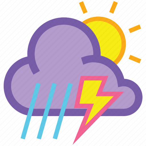 Day, thunderstorm, cloud, forecast, lightning, sun, weather icon - Download on Iconfinder
