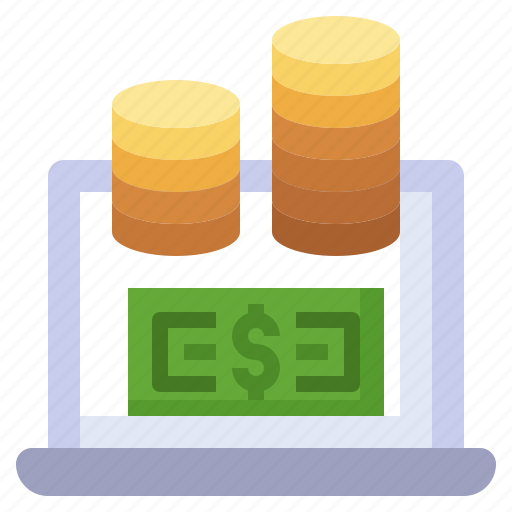 Laptop, business, finance, cash, increase, stack, coins icon - Download on Iconfinder