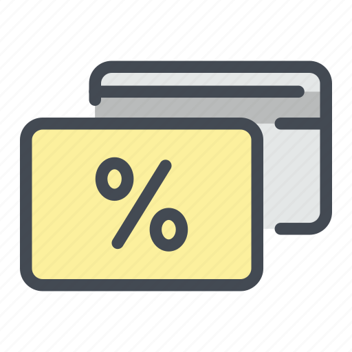 Card, credit, debit, debt, discount, percent, percentage icon - Download on Iconfinder