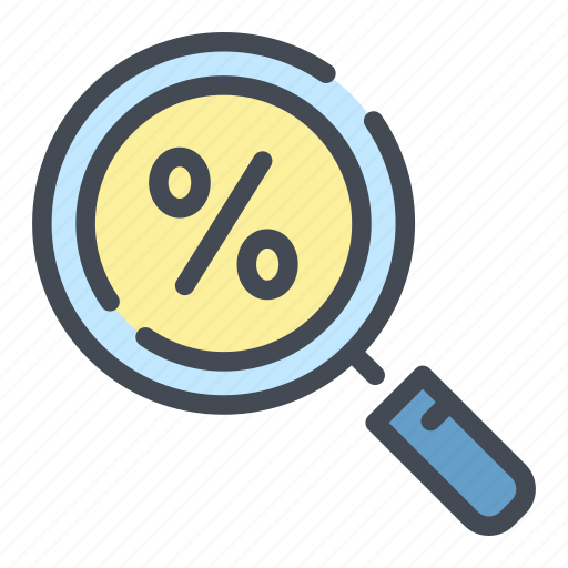 Debt, discount, loupe, percent, percentage, sale, search icon - Download on Iconfinder