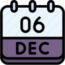 calendar, december, six, date, monthly, time, and, month, schedule