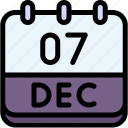 calendar, december, seven, date, monthly, time, and, month, schedule