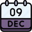 calendar, december, nine, date, monthly, time, and, month, schedule 