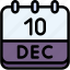 calendar, december, ten, date, monthly, time, and, month, schedule 