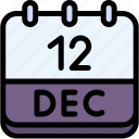 calendar, december, twelve, date, monthly, time, and, month, schedule