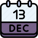 calendar, december, thirteen, date, monthly, time, and, month, schedule
