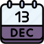 calendar, december, thirteen, date, monthly, time, and, month, schedule 
