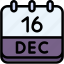calendar, december, sixteen, date, monthly, time, and, month, schedule 