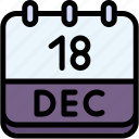 calendar, december, eighteen, date, monthly, time, and, month, schedule