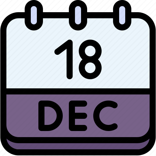 Calendar, december, eighteen, date, monthly, time, and icon - Download on Iconfinder