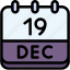 calendar, december, nineteen, date, monthly, time, and, month, schedule 