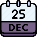 calendar, december, twenty, five, date, monthly, time, and, month, schedule