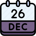 calendar, december, twenty, six, date, monthly, time, month, schedule