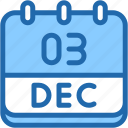 calendar, december, three, 3, date, monthly, time, month, schedule