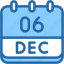 calendar, december, six, date, monthly, time, and, month, schedule 