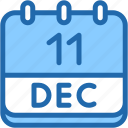 calendar, december, eleven, date, monthly, time, and, month, schedule