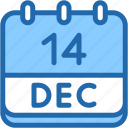 calendar, december, fourteen, date, monthly, time, and, month, schedule