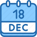 calendar, december, eighteen, date, monthly, time, month, schedule