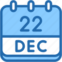calendar, december, twenty, two, date, monthly, time, and, month, schedule