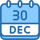 calendar, december, thirty, date, monthly, time, and, month, schedule