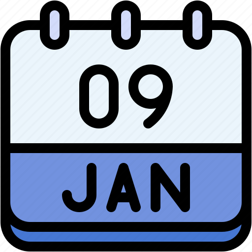 Calendar, january, nine, date, monthly, time, and icon - Download on Iconfinder
