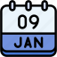 calendar, january, nine, date, monthly, time, and, month, schedule 