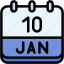 calendar, january, ten, date, monthly, time, and, month, schedule 