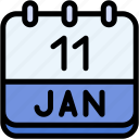 calendar, january, eleven, date, monthly, time, and, month, schedule