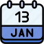 calendar, january, thirteen, date, monthly, time, and, month, schedule 
