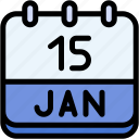 calendar, january, fifteen, date, monthly, time, and, month, schedule