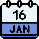 calendar, january, sixteen, date, monthly, time, and, month, schedule
