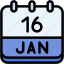 calendar, january, sixteen, date, monthly, time, and, month, schedule 