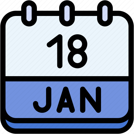 Calendar, january, eighteen, date, monthly, time, and icon - Download on Iconfinder
