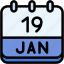 calendar, january, nineteen, date, monthly, time, and, month, schedule 