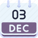 calendar, december, three, 3, date, monthly, time, month, schedule