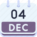 calendar, december, four, date, monthly, time, and, month, schedule