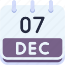 calendar, december, seven, date, monthly, time, and, month, schedule